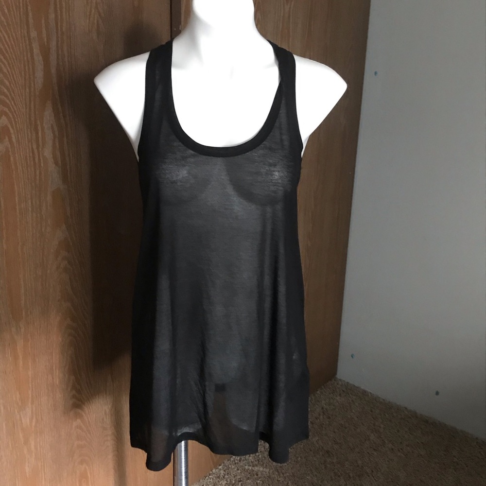 NWT H&M Sheer black racerback oversized tank top